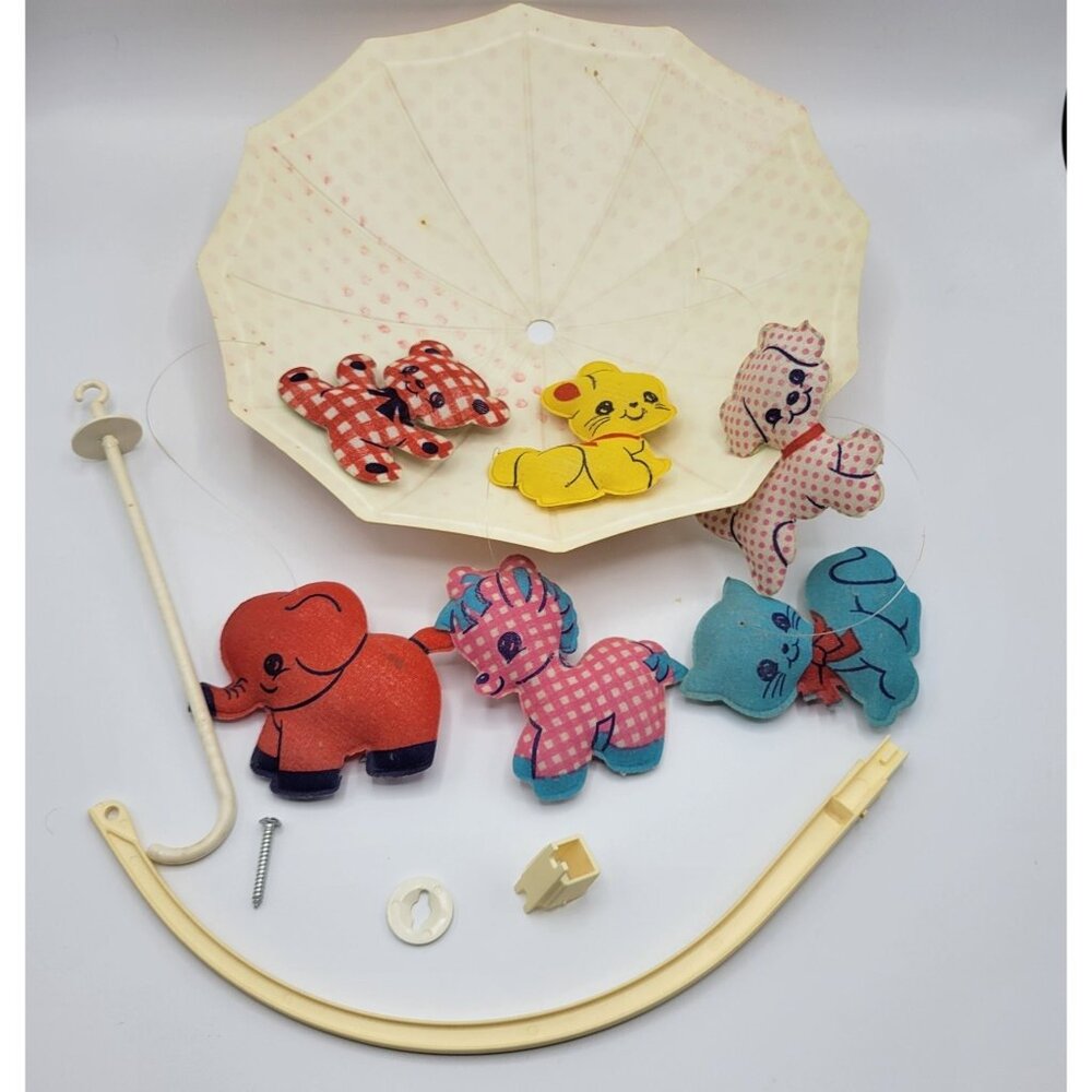 Vintage 1960's Dolly Toy Nursery Baby Crib Mobile In Box W/ Animals Non-Musical